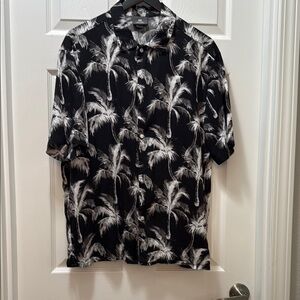 Black and White Palm Tree Print Men's Shirt